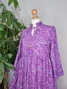 Vestido Midi Paisley Floral Estampado de bloque indio Algodón transpirable Elegante Cómodo Verano Ropa de día Casual con cintura natural - Product Image 3