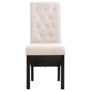 Juego de 2 Sillas de Comedor de Tela Crema y Madera de Caucho, Diseño Estándar - Product Image 4