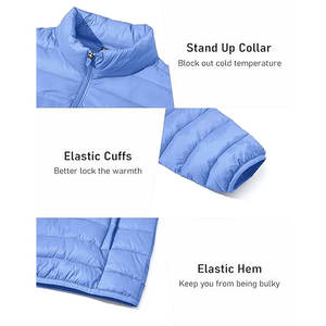 Veste matelassée isolante pliable pour homme, légère, coupe-vent, hydrofuge, avec fermeture éclair intégrale, col montant et poches latérales - Product Image 6