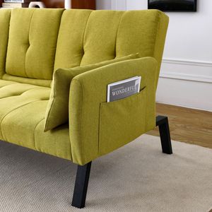 Divano Letto Multifunzionale in Cotone e Lino da 70 Pollici con Design Pieghevole, Portabicchieri e Vano Laterale per Trasformare Istantaneamente il Soggiorno - Product Image 3
