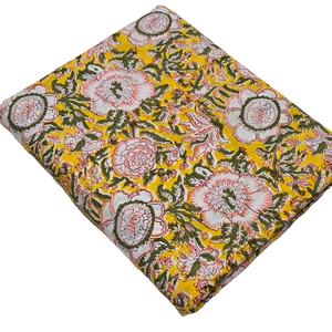 Tissu en coton imprimé à la main, moderne, noué, de qualité supérieure, pour la confection de tapis |   Textile indien durable |   Articles d'ameublement et de décoration - Product Image 1