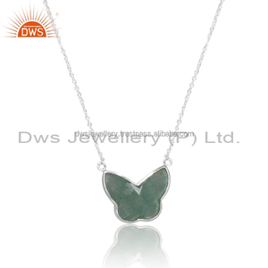 DWS Jewellery Collier papillon en quartz vert en argent sterling 925 Fournisseur de fabrication de bijoux - Product Image 2