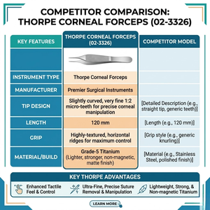 Pinces de fixation corneale Thorpe haute précision 12 cm |   0,12 mm 1x2 dents |   Instruments de microchirurgie ophtalmique de qualité professionnelle - Product Image 3