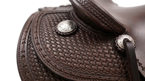 Selle Western en Cuir Véritable Durable avec Arceau en Fibre et Quincaillerie en Acier Inoxydable – Confortable pour les Activités Équestres sur Sentier et Ranch - Product Image 3