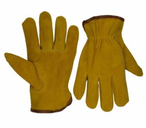 Gants de travail en cuir jaune durables, gants de chauffeur robustes, anti-coupure et résistants à l'usure, sécurité pour la construction - Product Image 1