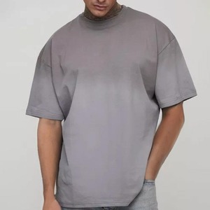Camiseta Oversize de Manga Corta Azul Jaspeado para Hombre con Estampado Tie-Dye Blanco, 100% Algodón Transpirable, Cuello Redondo, 320g - Product Image 1