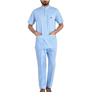Uniformes d'infirmière à logo personnalisé OEM Costumes de gommage pour hommes Ensembles d'uniformes à manches courtes pour médecins et hôpitaux Combinaisons respirantes à col montant - Product Image 1