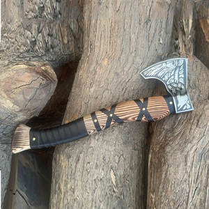 Hacha Vikinga Nórdica, Cabeza de Acero Forjada Artesanalmente, Mango de Madera Sólida de Grado Industrial, Envuelta en Cuero, Estilo Rústico, Regalo de Colección - Product Image 3