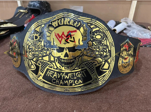 Cinturón de Campeonato Mundial de Peso Pesado W-W-F Personalizado con Diseño de Calavera y Piedra, 2 mm – Placas Metálicas Chapadas en Oro, Correa de Cuero - Product Image 2