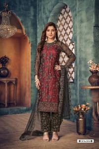 Salwar Kameez Moderne Semi-Cousu en Tulle Brodé pour Femme, Idéal pour Mariage, Diwali, Fête et Bal de Promo - Product Image 4