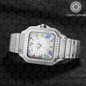 Charm Jewells Reloj de moda de lujo para mujer, caja de acero inoxidable en oro rosa, correa de silicona, movimiento de cuarzo analógico, cristal de zafiro - Product Image 1