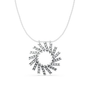 Collier Pendentif Cercle Rotatif en Argent 925 avec Barre de Cristal et Moissanite Dorée – Bijou Contemporain pour Femme – Vente en Gros - Product Image 3