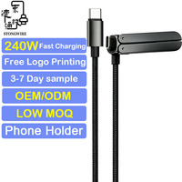Câble USB-C tressé en nylon 240W 5A PD 3.1 à charge rapide avec support de téléphone 1m-3m, conducteur en cuivre pur, logo personnalisé pour appareil photo