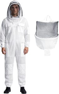 Combinaison d'apiculteur premium à 3 couches ultra-ventilée pour hommes et femmes avec deux voiles d'apiculture amovibles - Product Image 2