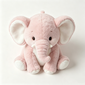 Lindo elefante de peluche sentado, elefante de peluche rosa pastel, juguete de peluche de elefante suave y peludo, juguete de peluche de elefante suave - Product Image 5