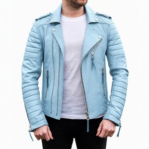 Chaqueta de motociclista de cuero PU para hombre, con cuello vuelto, cierre de cremallera, corte ajustado, precio al por mayor. - Product Image 5