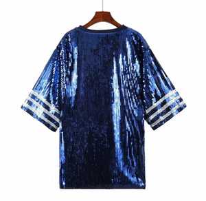 Men's Regular Fit <b>Sequin</b> <b>T</b>-<b>Shirt</b> with Animal Pattern Short Sleeve O-Neck Sporty Blue Front Logo 100% Cotton Knitted Fabric - Product Image 2