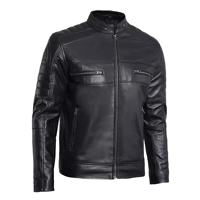 Veste d'hiver de luxe pour homme en cuir pleine fleur, cousue main, style italien, coupe ajustée premium, OEM ODM personnalisée, fermeture éclair lavée