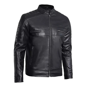 Veste d'hiver de luxe pour homme en cuir pleine fleur, cousue main, style italien, coupe ajustée premium, OEM ODM, personnalisable, lavée, fermeture éclair frontale - Product Image 5