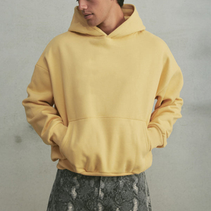 Sweat à capuche unisexe basique très demandé, grande taille, nouvelle collection, style streetwear, uni, sans cordon, 100 % coton molletonné, chaud pour l'hiver - Product Image 3