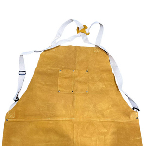 Tablier en cuir de vachette pleine fleur épais avec poches, résistant à l'abrasion, pour la construction, la lutte contre les incendies et les soudeurs (BBW) - Product Image 2