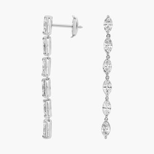 ต่างหูเพชรทรงมาร์คีส์ทองคำขาว 14K เพชรเพาะเลี้ยง - Product Image 6