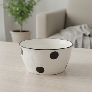 Bol à soupe en grès de qualité supérieure 3460896-11.5, 4,5 pouces, décoration cercle noir - Product Image 4