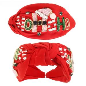 Serre-tête festif artisanal avec broderie inspirée du Père Noël, élégant accessoire de tête vert pour les fêtes pour femmes - Product Image 4