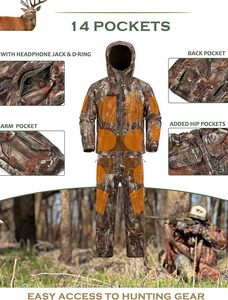 Nowview Hunting <b>Camouflage</b> Soft Shell <b>Jacket</b> and Pants Set Waterproof Men's Outdoor Wear Winter Hunting Apparel - Product Image 5