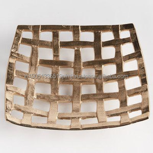 ถาดตกแต่งอลูมิเนียมทองเหลืองสีทองหรูหราทันสมัยถาดงานฝีมือโลหะแบบกำหนดเองสำหรับตกแต่งบ้าน - Product Image 2