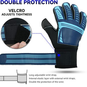 Factory Price Leather High Grip Comfortable Customizable Football Goalkeeper Gloves Full Finger Windproof Design <b>Hook</b> Loop - Product Image 4