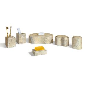 Set di Accessori per Bagno in Marmo Naturale Giallo Beige, Accessori Premium per Bagno Realizzati in Pietra Naturale - Product Image 2