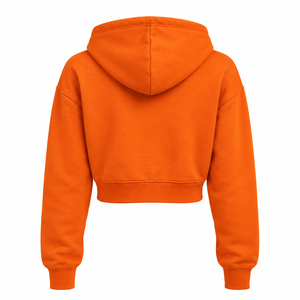 Custom Cropped <b>Hoodie</b> <b>Womens</b> Florida A&M University FAMU Rattlers <b>Orange</b> Graphic Oversized Fleece Pullover Wholesale OEM - Product Image 2