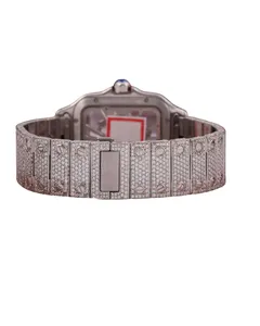 Luxury Fashion Full Iced Out Men's White Gold VVS Moissanite Round Cut Hip Hop <b>Smart</b> Roman Dial Mechanical Movement Watch - Product Image 3