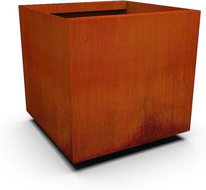 Jardinière carrée moderne en acier corten - Product Image 1