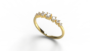 18K Gold Seven Graduated Round Brilliant Cut Diamond <b>Ring</b> Half Eternity Band <b>Stacking</b> Wedding <b>Ring</b> Fine Jewelry for Women - Product Image 2