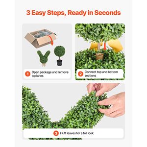 2 Set di Sfere di Bosso a Forma di Coniglio da 36 Pollici, Facili da Montare, Alberi Artificiali Realistici in Seta Sintetica per Decorazioni Domestiche - Product Image 4