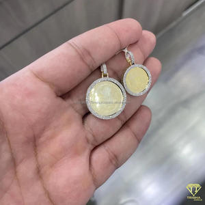 Luxury Custom Photo Circle Pendant <b>Necklace</b> Lab Grown Diamond Streetwear Fashion Jewelry Piece - Product Image 5