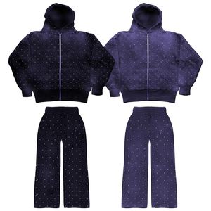 <b>Red</b> Women's Hooded Tracksuit Set <b>Glitter</b> Print Logo Full Sleeve Loose Fit Winter Streetwear Sweatshirt Pants Zipper Closure - Product Image 5