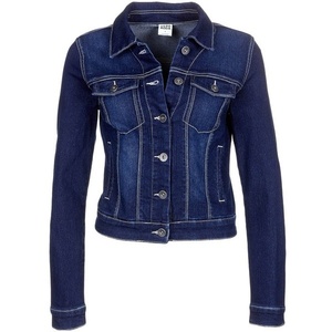 Blue Denim Motorcycle Jacket Women Long Sleeve Turn-down Collar Zipper Closure Solid Breathable Autumn Short Length - Product Image 5