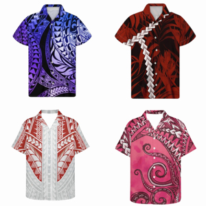 Chemises pour hommes adultes de haute qualité, personnalisables, à boutons, imprimées de fleurs, en tricot, à simple boutonnage, pour les vacances tropicales - Product Image 1