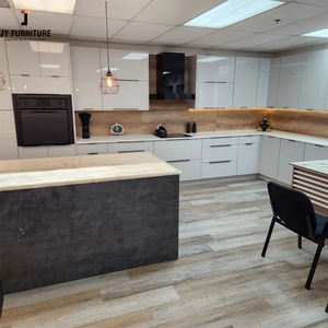 Ensemble de meubles de cuisine modulaires en PVC brillant personnalisés JY Project, style européen, avec structure en MDF et plan de travail en marbre, vente en gros - Product Image 3