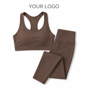 Conjunto Deportivo de 2 Piezas para Mujer, Color Sólido, Sujetador Deportivo con Espalda Cruzada, Leggings de Cintura Alta, Ropa Deportiva sin Costuras para Gimnasio, Yoga y Fitness - Product Image 4