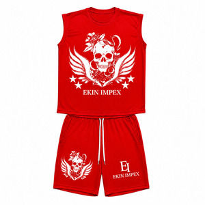 Custom Logo Men 2 Piece Tank Top And Shorts <b>Set</b> Skull Graphic Print Sleeveless Summer Streetwear Short <b>Set</b> Men - Product Image 1