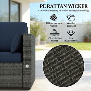 Sofá Doble para Exteriores Color Azul Marino Willow para Jardín, Patio y Terraza - Ideal para Áreas de Jardín y Piscina - Product Image 3