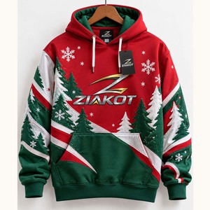 Wholesale Direct Ziakot Industry Custom Stitched Red Green-White 3D <b>Christmas</b> Trees Sports Pullover Sweatshirt Hoodie - Product Image 3