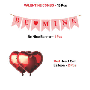 Kit Combinado Rojo Premium Love Be Mine |   15 Globos Rojos de Amor y Corazón, Globos de Aluminio |   Banderola y Estandarte Love Be Mine - Product Image 3