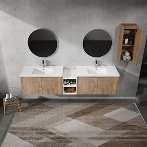 84\" Wall Mounted Bathroom Vanity Sink <b>Side</b> Cabinet Soft Close Doors 00112IMO 00636IMOx2 0612GWH Combination Cabinet Bathrooms - Product Image 6