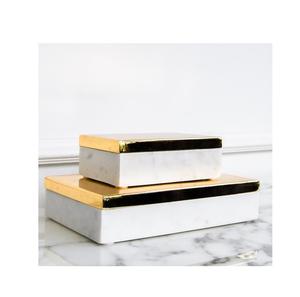 Caja Decorativa de Piedra de Mármol Natural de Lujo, Caja de Regalo de Joyería Artesanal de Piedra Sólida, Embalaje Personalizado - Product Image 1