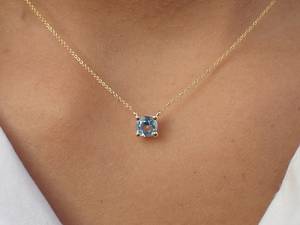 Colgante Solitario con Engaste de Bisel de Topacio Azul de Londres, Plata de Ley 925, Chapado en Oro de 14K, Estilo Vintage Clásico, para Niños, Diciembre - Product Image 3